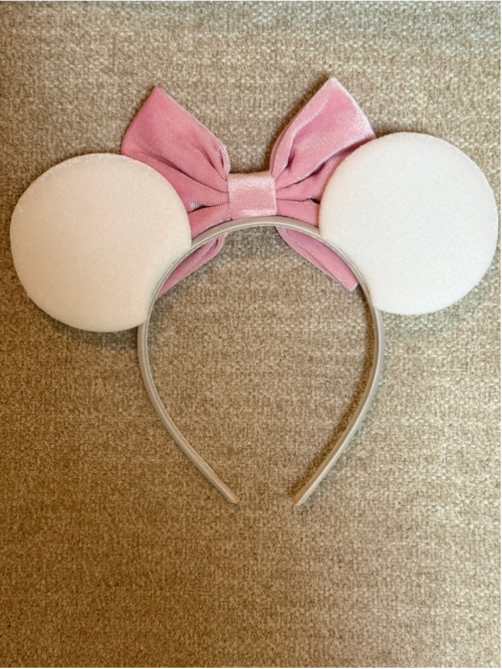Pastel Mickey Minnie Ears Headband Pink Velvet Bow Disney Inspired - Picture 2 of 2